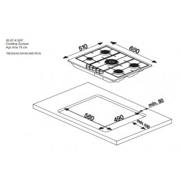 Cooktop Zurique Aço Inox 70cm - Debacco